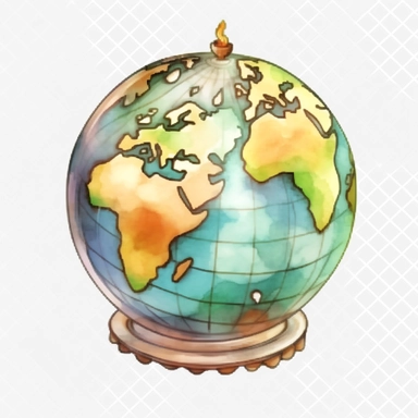 watercolor, toy globe kawaii png Full body realistic cartoon in 32K UHD ,cute. 15 cm thick outline. Black color. There was no shadow on the ground. 8K with realistic watercolors and detailed illustrations. PNG clipart, transparent white background