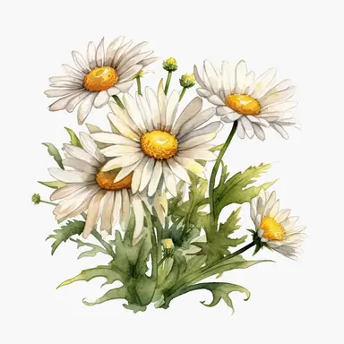 Watercolor daisy, clipart, white background, daisy ecosystem