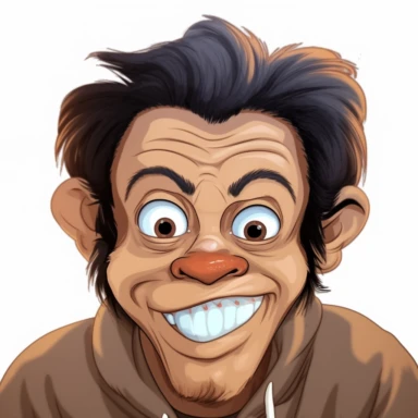 monkey, cartoon, vector, full face, laughing, clipart. jester, white background
