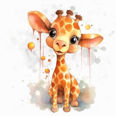 very sweet Giraffe, cute, nice, watersplash, White Background Clipart