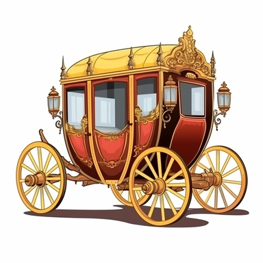 Cartoon carriage clipart, high detail, illustration style, high solution, on the white background
