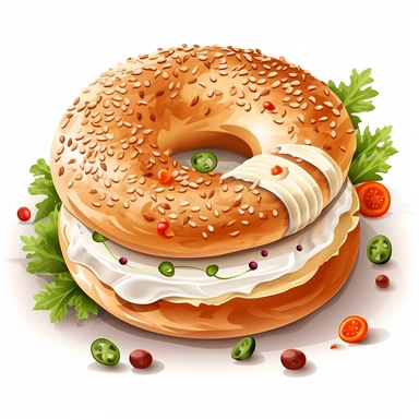 Vector illustration clipart>Bagel with cream cheese