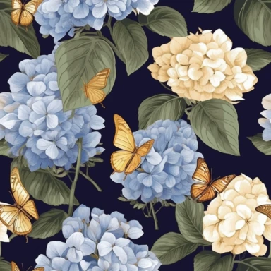 clip art, gratitude journal, elegant hydrangea, dark background, travelers notebook standard