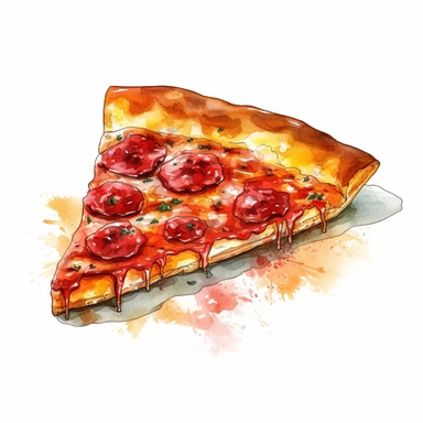 chicago style slice of pizza clipart, white background