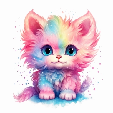 A cute little kitten with blue eyes sitting on a white surface.