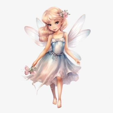 disney style little fairy priness clipart, watercolor clipart, png file, hyper realistic, transparent background,high detail, 8k