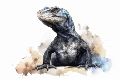 Watercolor, Black Throat Monitor Reptile, clipart, hd, on a white background, spaced out