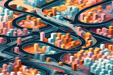a close up of a infinite loop highway on a white background, james gilleard and james jean, escher, trending on artisation, connectedness, scutoid, mit technology review, by Sam Spratt, dan mcpharlin : : ornate, wormholes, tetris, monolithic, stylized stl, clipart icon, simple 4 colors from gray to metalic blue, vector-based, sharp border, plane color and very define, high quality, digital art, 8k resolution, masterpiece, congruent, amazing, incredible, awe-inspiring, mind-blowing, masterful, in