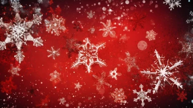 christmas snowflakes christmas backgrounds and clipart, in the style of uhd image, pseudo-infrared, red, pseudo-realistic, toyism, digitally enhanced, minimalist backgrounds