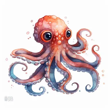 watercolor, Octopus - Octopuses have eight long, flexible tentacles that they use to catch prey and move around. They also have large, bulbous heads and large eyes. commission for, vividly bold designs png Full body realistic cartoon in 32K UHD cute. 15 cm thick outline. Black color. There was no shadow on the ground. 8k with realistic watercolors and detailed illustrations. PNG clipart, transparent white background