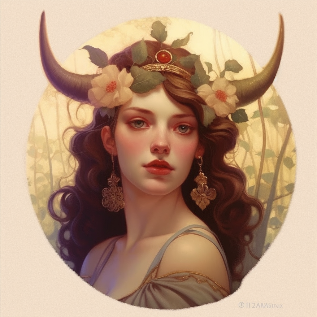 Taurus zodiac sign as fantasy girl with nose ring and earnings, and ...