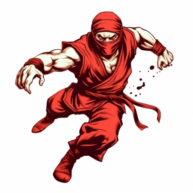 ninja street fighter clipart vector on a white background