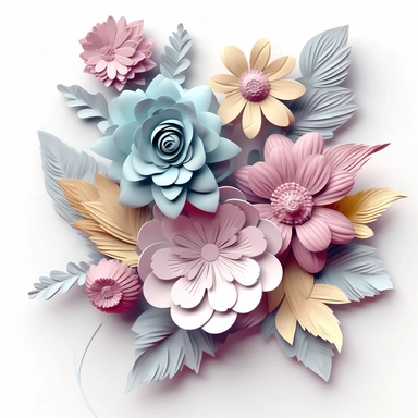 3d pastel floral image, clipart, white background