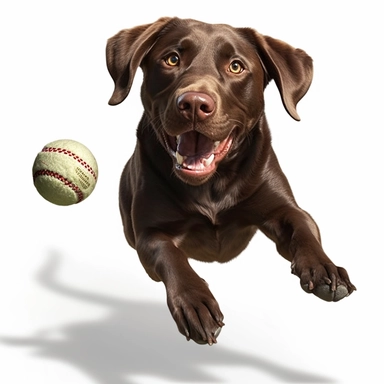 3D Super Realistic labrador retriever Dog chasing the ball Clipart