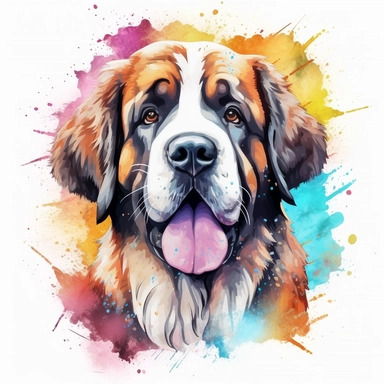 Saint Bernard - St. Bernard - Cute Fantasy Puppy Dog Pet Portrait Magic Canine Breed Digital Illustration Watercolor Clipart Sublimation PNG
