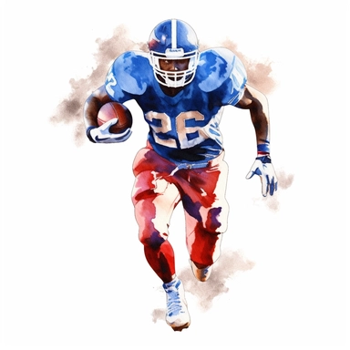 clipart, detailed watercolor, american football, player silhouette, high detail, white background