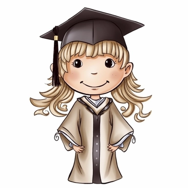 elementary clip art graduation 2d cartoon girl