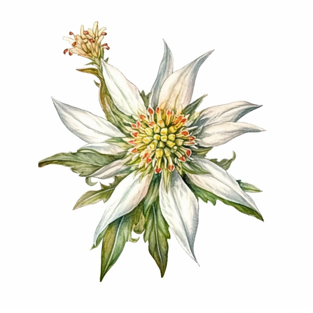 edelweiss flower , Beautiful Watercolor Art, Charming, Isolated on ...