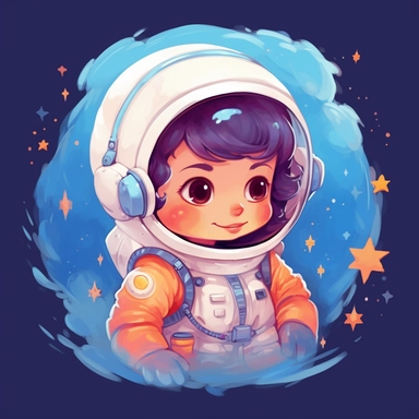 baby girl Astronaut in the space clipart
