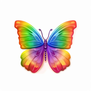 2D Clipart, Cute rainbow butterfly, no shadow