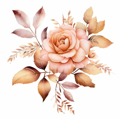 Rosa Moyesli Clipart Card Making, leafs, ribbons, Mixed Media, Craft, pink gold, white background