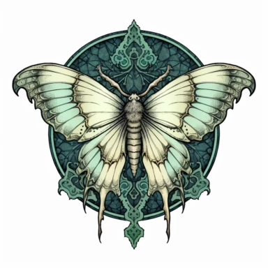 a luna moth, gothic style, sketch, clipart, standalone