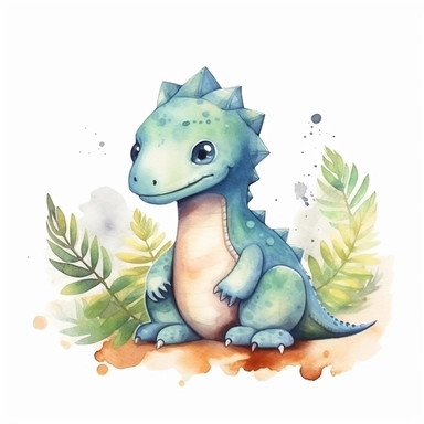 cute watercolor hard drawn minimal 2d dinosaur clipart illustration 8K