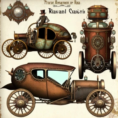 Steampunk Cars Clipart - fantasy clip art graphics and collage sheets for altered art or junk journals
