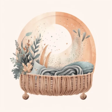 CLIPART, cute, boho, vintage baby crib art illustration, newborn, nursery, maternity, texture