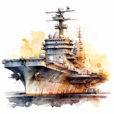 watercolor highly detaild aircraft carrier clipart