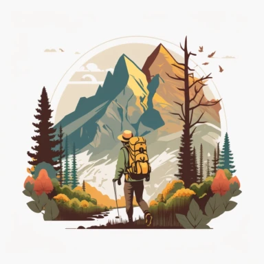flat Color Clipart hiking nature white background