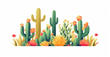 clean, cactus design, clip art style on a white background