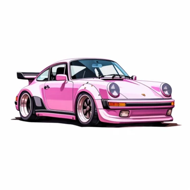 Porsche 911 Turbo oldtimer pink clipart white background