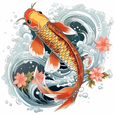 Japanese Koi Fish Sublimation clip art, white background