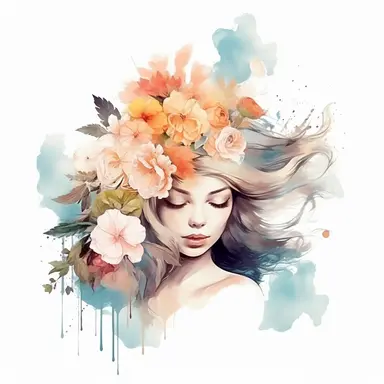 a vector logo design with text for a company called Whimsy Whisper, flowers, cute clipart supplier, watercolor , white background, adobe illustrator, watermark, 3d vector art, digital printing, 4k resolution