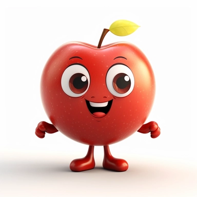 cute apple character clipart, on white background