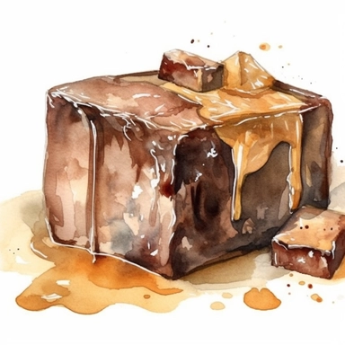Fudge sharp illustration clipart, watercolor art, insane detail, white background