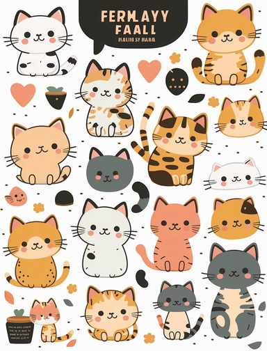 Funny cats clipart Cute cat clip art Kawaii kitten Kitty icons Pet illustrations Printable stickers Planner supplies Vector Commercial use