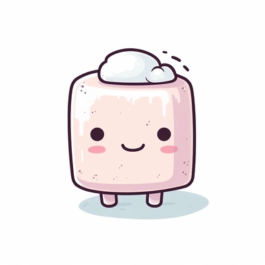 kawaii, single marsmallow clipart, white background, svg, eps