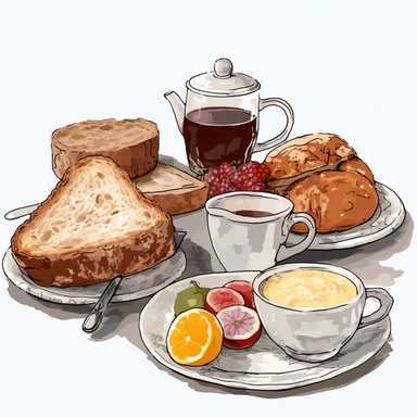 clipart, breakfast, bourgondisch