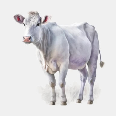 detailed watercolour 4k cute full white cow old adult big cow full body clipart white background