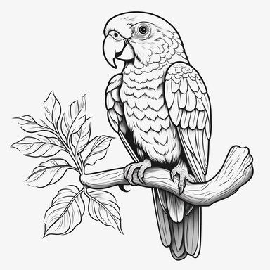 flat parrot clipart black on white outlined png svg vector