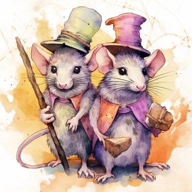 Pastel spooky halloween rats clipart image, in the style of mystic mechanisms, subtle pastel tones, pencil art illustrations, soft pastel tones, reimagined by industrial light and magic, litho printing, illusory images, watercolor clipart