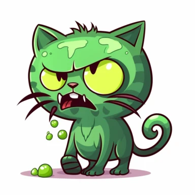 2d green bubblegum cat zombie monster mutant on white background drawing in microsoft paint , no shadow, flat picture, clipart