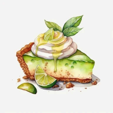 watercolor key lime pie clipart , 8k, hd,hyper-detailed, super cute