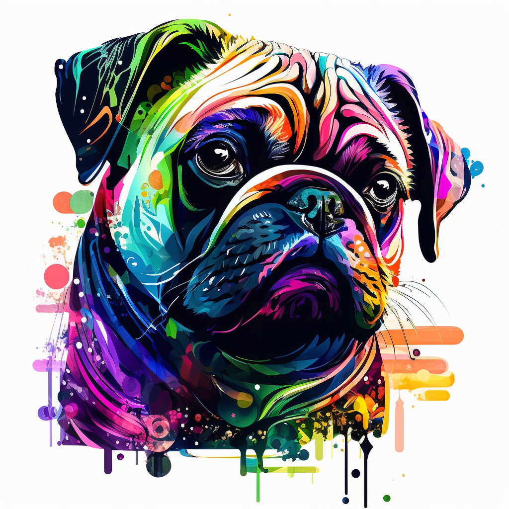 Rocket Pug Hawaiian Colourful Anime Manga Kawaii Cute Vibrant Clipart 