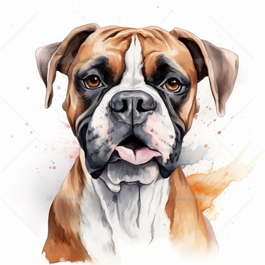 happy Boxer dog clipart , original hand drawing, watercolor, understated and flawless for t shirt and cup printing, happy cute smily Basset Hound , transparent background, realistic painting, portrait without writing , style of the artwork, mood of the aartwork, vector, contour , white background, 8K quality, ultra detailed , without signature and without meaningless lines, clipart, white background, High Quality, no writting background, no writting, ultra detailed, no symbol, without logo and e