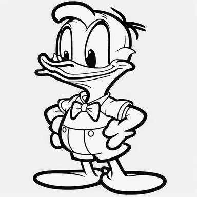 only outline of cartoon donald duck for children's drawing clipart