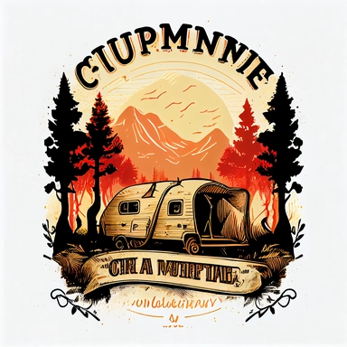 vintage camping t shirt design clipart, white background