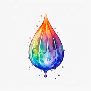 watercolor colorful clipart of a glistening dew drop, hd, on white background